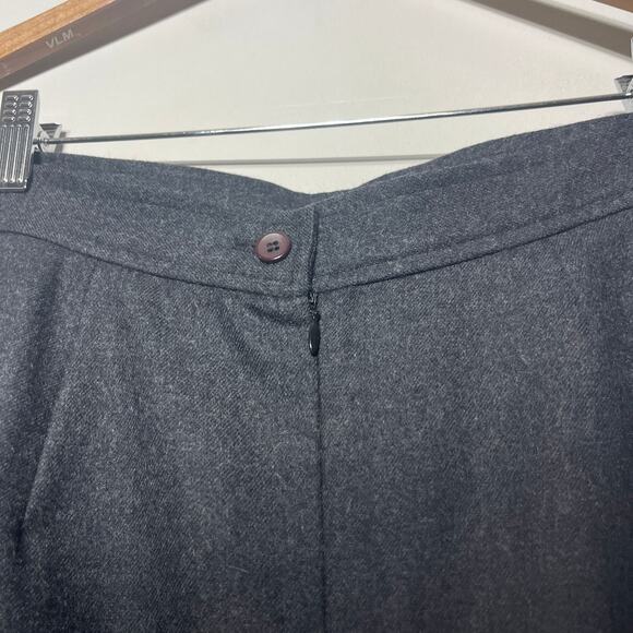 Lauren Matthews Skirt VTG 90s Midi Charcoal Gray Wool Back Slit Office Career 8 - Picture 4 of 6